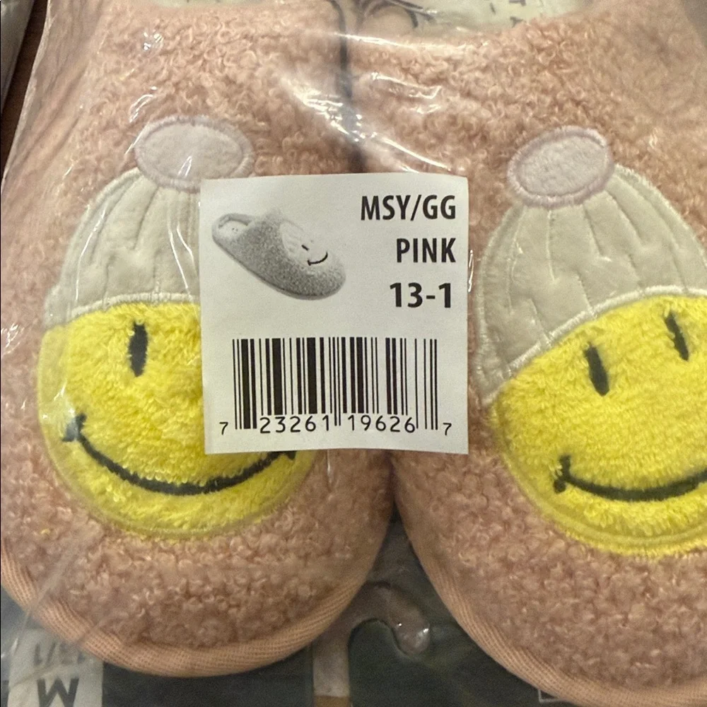Dakota Fleece Girls Pink Fuzzy Smiley Face Slippers Size M: 13/1 FREE SHIPPING